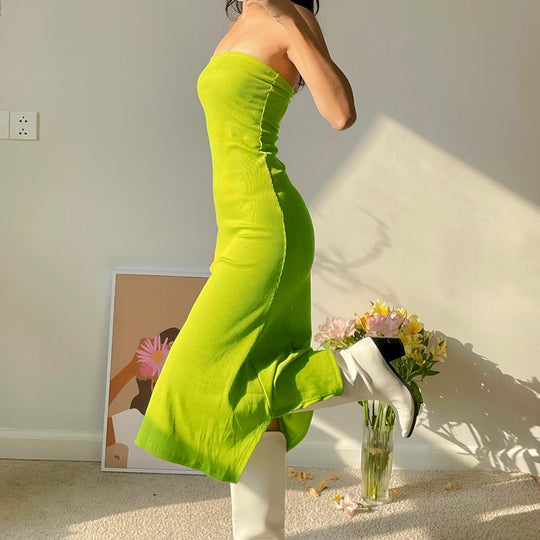 Damen Maxikleid mit schulterfreiem Design und figurschmeichelnder Passform R&B