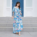Damen Maxikleid mit eleganter Taille und floralen Akzenten R&B