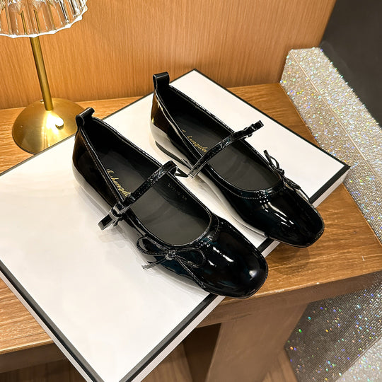 Damen Ballerinas mit schimmerndem Obermaterial und verspieltem Schleifendetail R&B
