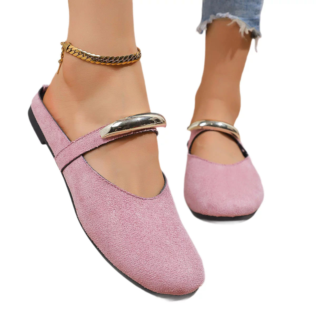 Damen elegante Halbschuhe mit modischem Riemen und glänzenden Akzenten R&B