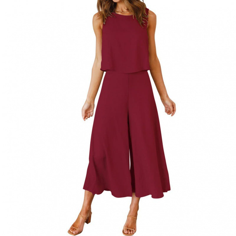 Damen Jumpsuit mit fließendem Schnitt und weitem Bein R&B