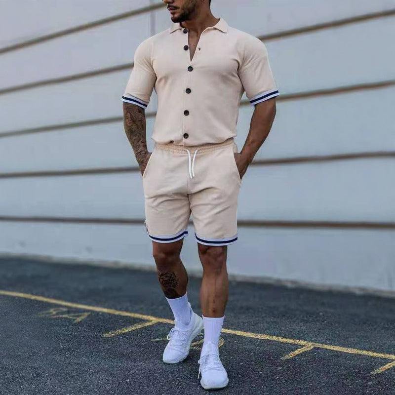 Herren Freizeit-Set mit modernem Kurzarm-Hemd und Short Heidi-Mode
