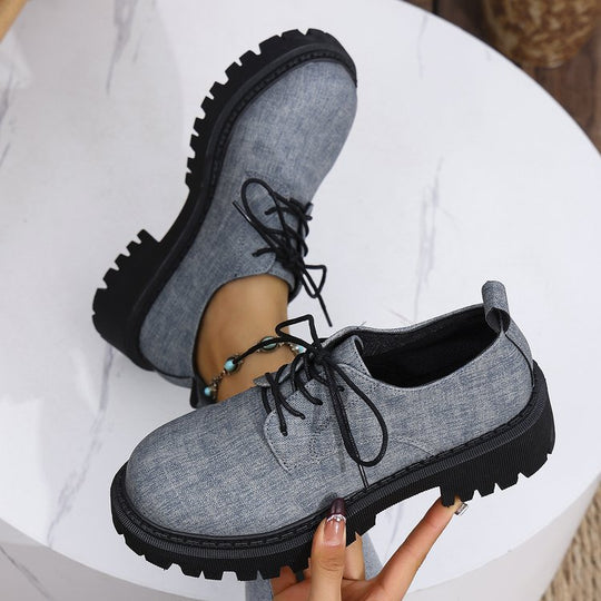 Damen Schnürschuhe mit robustem Profil und urbanem Denim-Look R&B