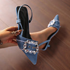 Damen Slingback-Pumps mit funkelnden Schmuckdetails R&B