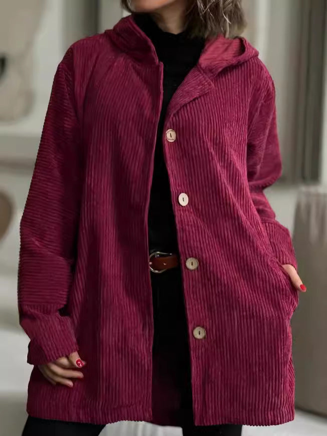 Damen Strickjacke mit Kapuze und gemütlicher Schnittführung R&B