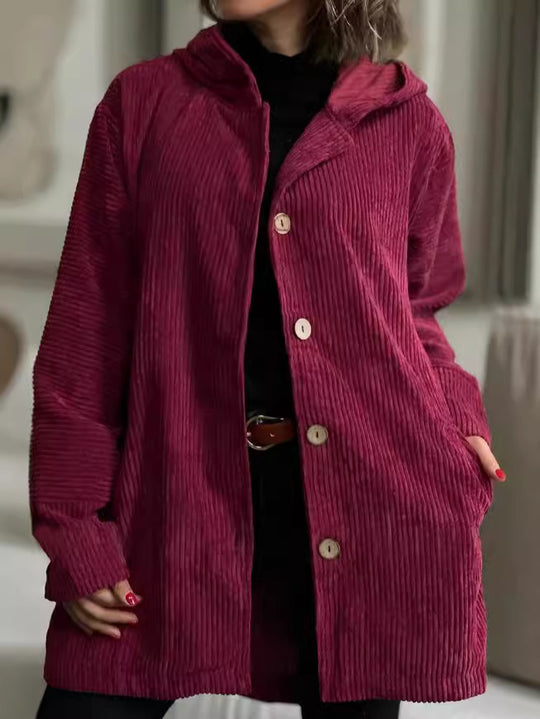 Damen Strickjacke mit Kapuze und gemütlicher Schnittführung R&B
