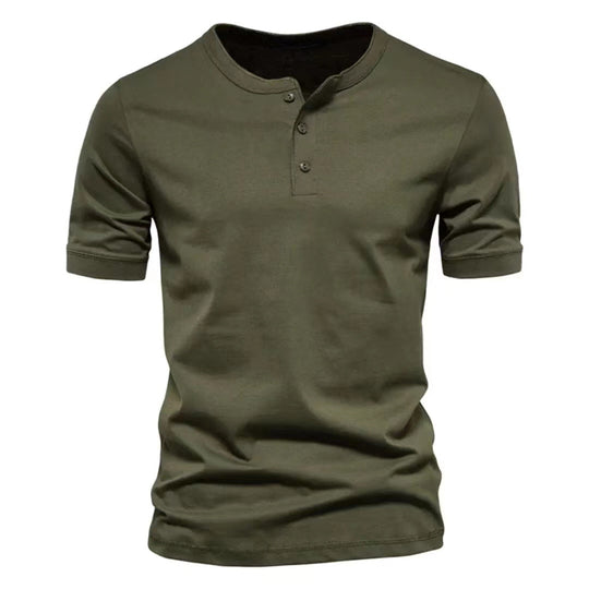 Herren Kurzarm-Henley-Shirt mit praktischer Knopfleiste und bequemer Passform R&B