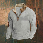 Herren Fleece-Pullover mit hohem Kragen und robusten applikationen R&B
