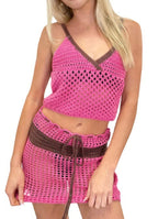 Damen gehäkeltes Top und Rock-Set mit modernem Design R&B