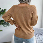 Damen Grobstrickpullover mit raffiniertem Zopfdesign