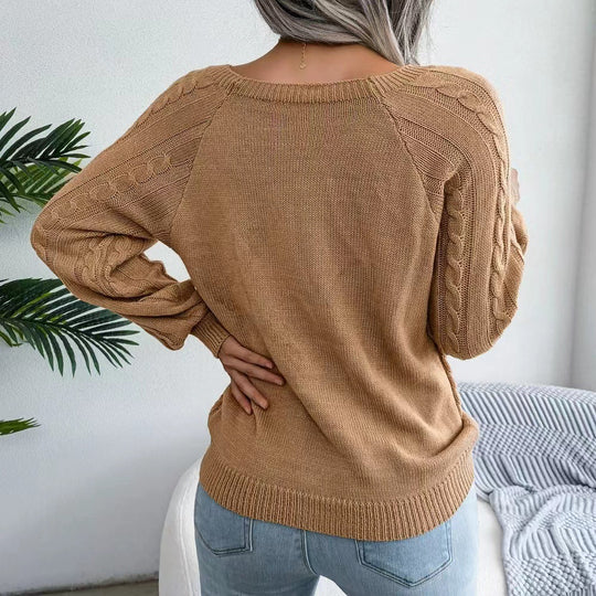 Damen Grobstrickpullover mit raffiniertem Zopfdesign R&B
