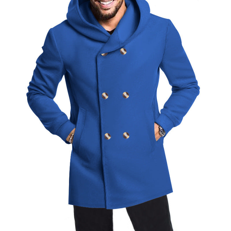 Herren eleganter und warmer Mantel mit doppelter Knopfleiste und großen Taschen R&B