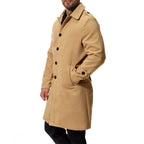 Herren langer Wollmantel mit klassischem Schnitt und praktischen Taschen