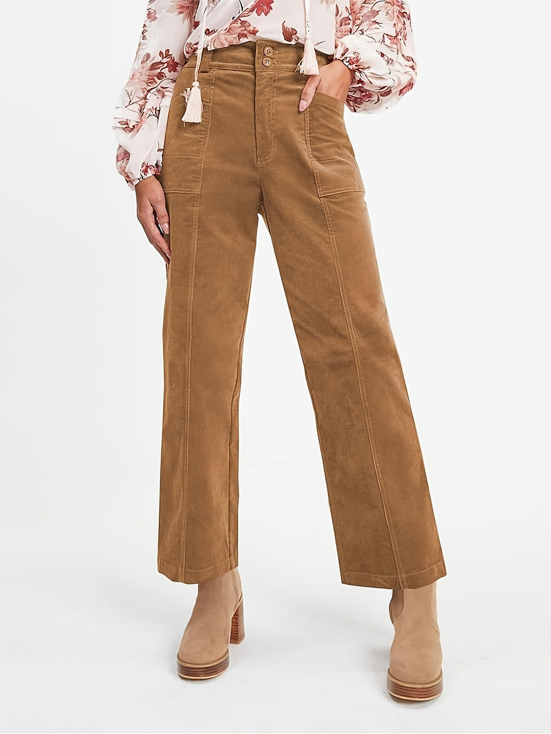 Damen Hochgeschnittene Bundfaltenhose R&B