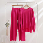 Damen lässiges Strickoberteil und Hose Set R&B