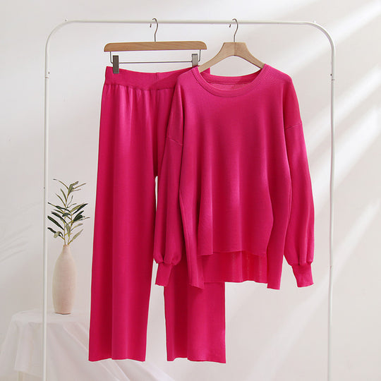 Damen lässiges Strickoberteil und Hose Set R&B