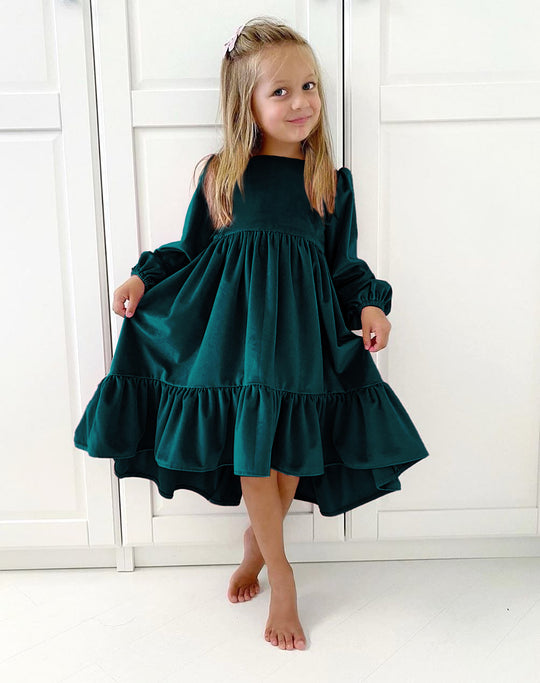 Damen festliches Kleid mit eleganten Rüschendetails und voluminösem Rock R&B