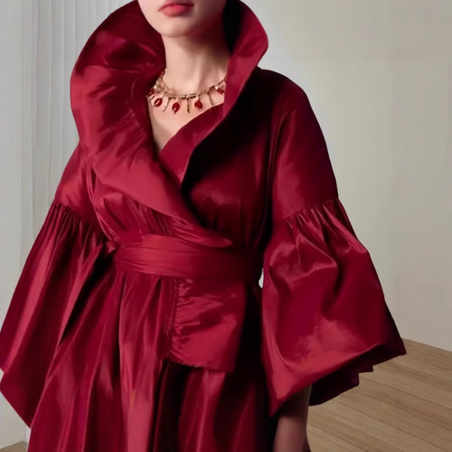 Damen Elegante Wickeljacke mit voluminösen Ärmeln und modernem Kragen R&B