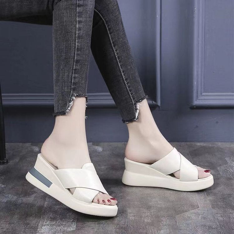 Damen Wedge-Pantoletten mit komfortablem Riemendesign R&B