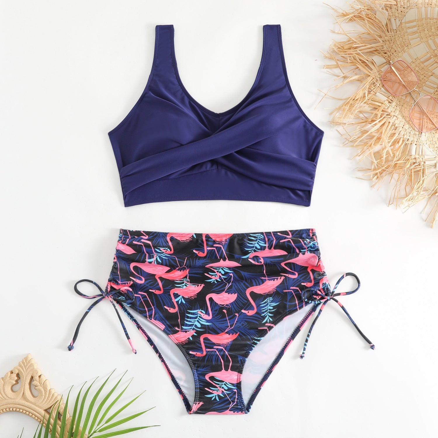 Damen Hochtailliertes Bikini-Set mit verstellbaren Trägern R&B