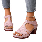 Damen Komfortable Riemchen-Sandalen mit geschwungenem Absatz und atmungsaktivem Leder R&B