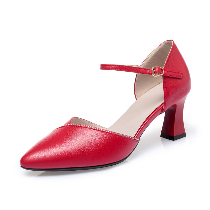 Damen schicke Pumps mit elegantem Riemen und komfortablem Blockabsatz R&B