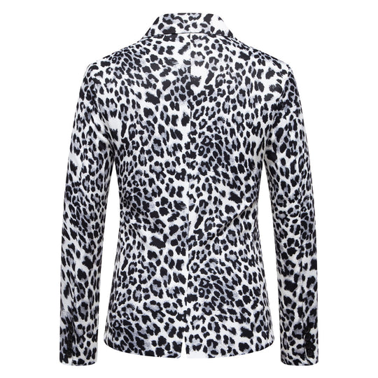 Herren Designer-Blazer mit auffälligem Leopardenmuster und edlem Schnitt R&B