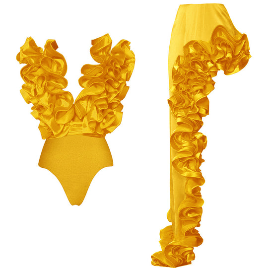 Damen auffälliges Badeanzug und Palazzo-Hose Set R&B