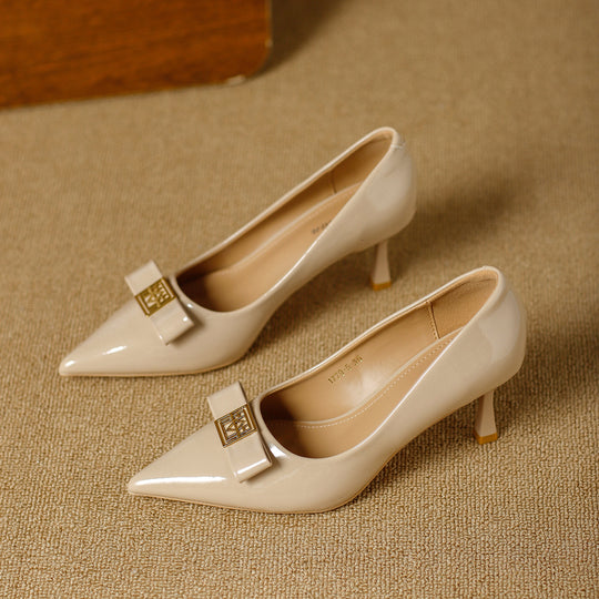 Damen elegante Pumps mit einzigartigem Schleifenakzent und komfortablem Blockabsatz R&B