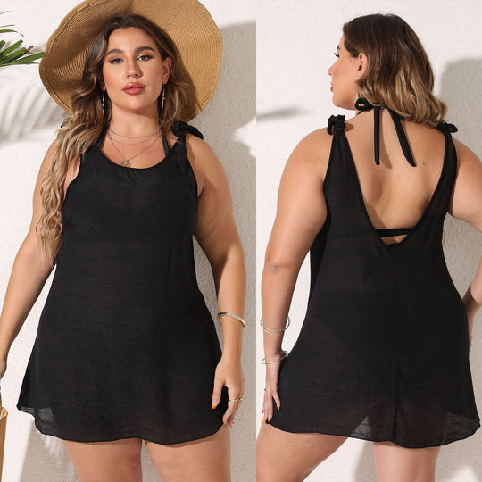 Damen luftiger Strandkleid mit besonderen Trägerdetails R&B