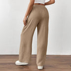 Damen Sommerliche Palazzo-Hose mit elastischem Bund und Bindegürtel R&B