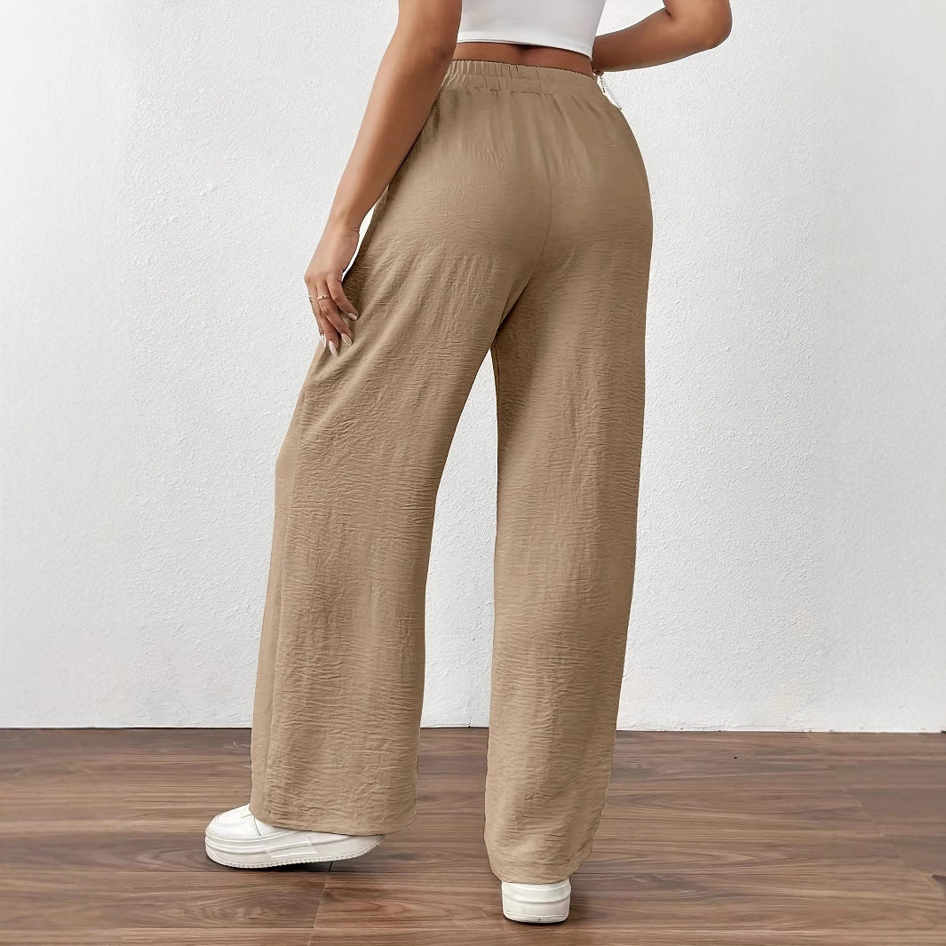 Damen Sommerliche Palazzo-Hose mit elastischem Bund und Bindegürtel R&B