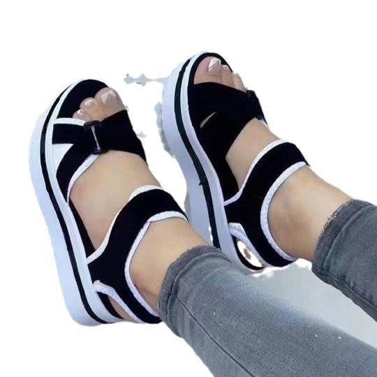 Damen Komfortable Plateau-Sandalen mit verstellbaren Riemen und ergonomischer Fußbettgestaltung R&B