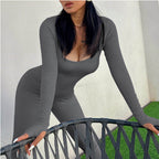 Damen Eleganter Langärmliger Body mit Figurbetontem Schnitt R&B