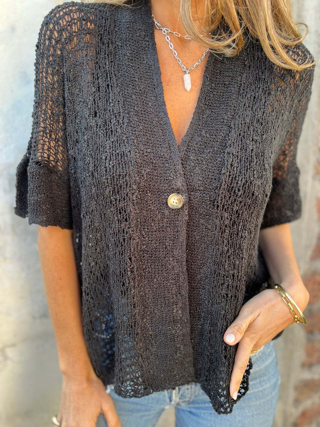 Damen lässige Strickbluse R&B