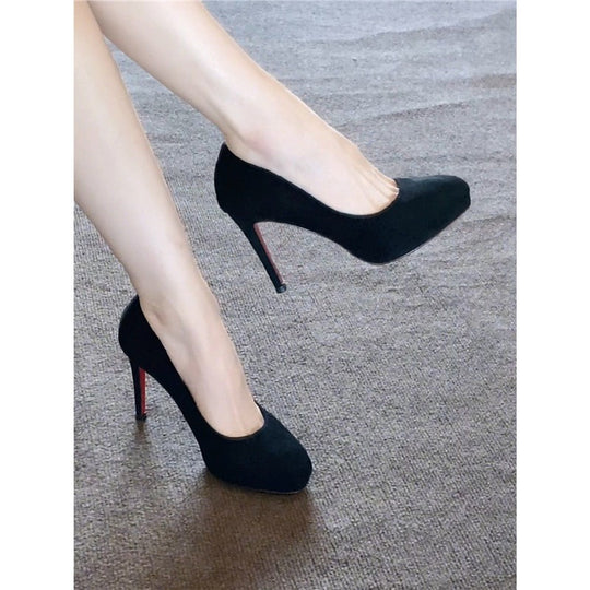 Damen elegante Plateau-Pumps mit plüschigem Obermaterial R&B