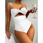 Damen Einteiler Badeanzug mit modischem Cut-Out und verstellbaren Trägern R&B