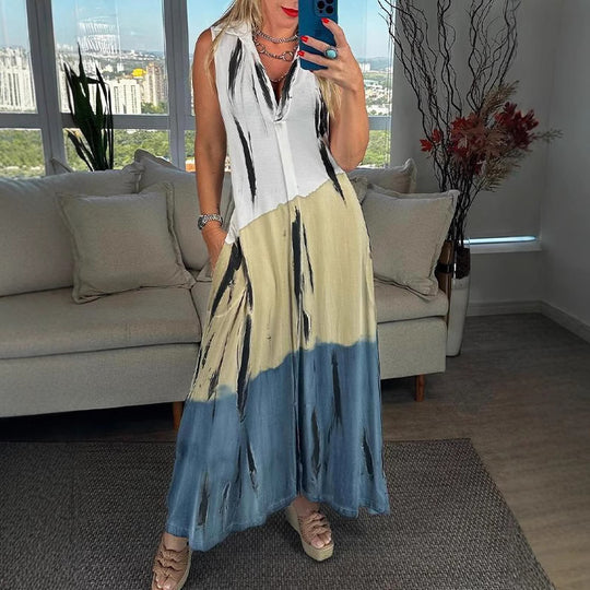 Damen Maxikleid mit innovativem Farbverlauf und praktischem Taschendesign Heidi-Mode