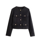 Damen kurzärmlige Utility-Jacke mit aufgesetzten Taschen und dekorativen Knöpfen R&B