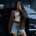Damen Kapuzenpullover mit modischem Animal-Print R&B