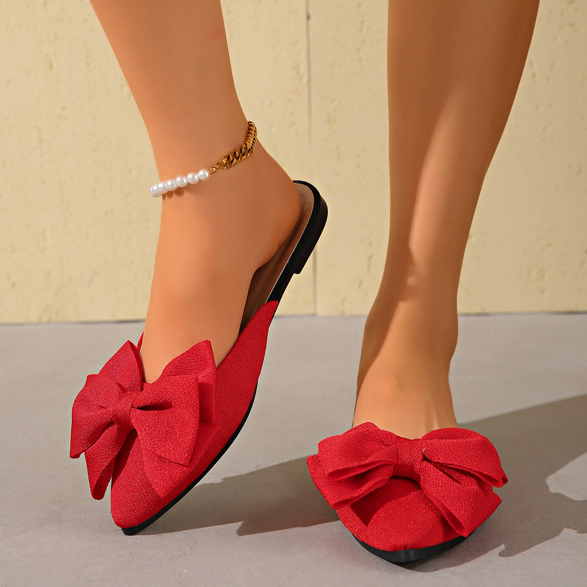 Damen modische Slides mit eleganter Schleifenverzierung R&B