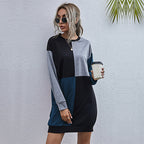 Damen Freizeitkleid mit modischem Farbblockdesign und komfortablem Schnitt