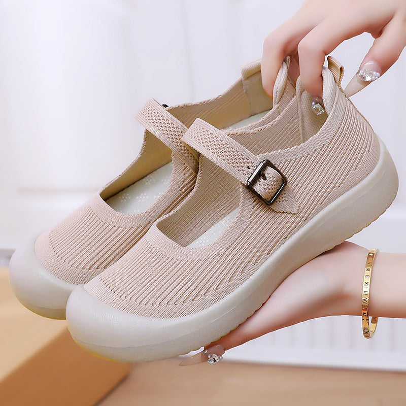 Damen Komfortable Ballerinas mit verstellbarem Riemen