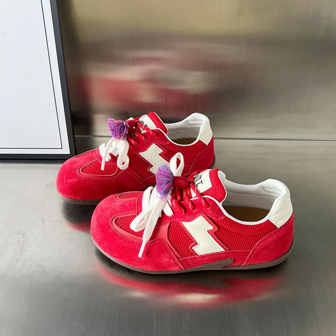 Damen Sportliche Sneaker mit atmungsaktiver Mesh-Oberfläche und buntem Quasten-Detail R&B
