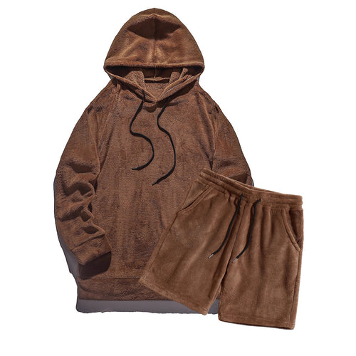 Herren Kuscheliges Hoodie-Shorts-Set R&B