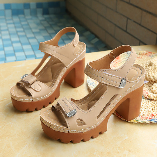 Damen Elegante Plateau-Sandalen mit modischem Riemen und stabiler Sohle R&B