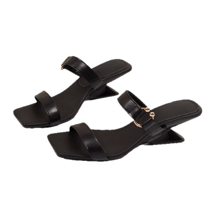 Damen elegante Slingback-Sandalen mit zierlichen Riemen und Blockabsatz R&B