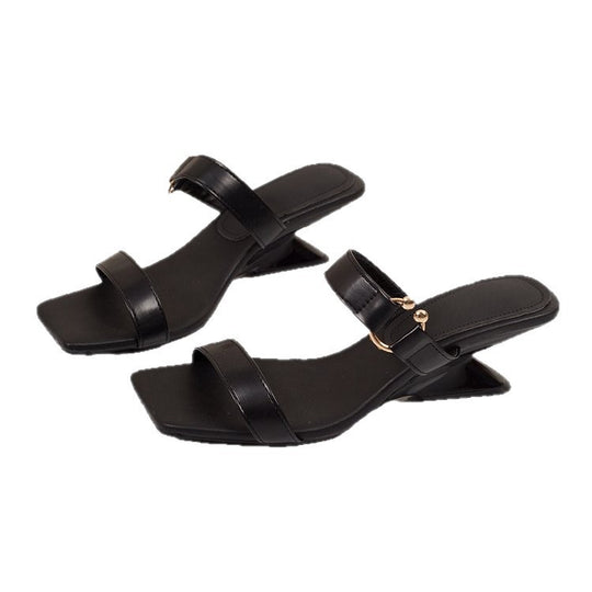 Damen elegante Slingback-Sandalen mit zierlichen Riemen und Blockabsatz R&B