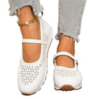 Damen Ballerina-Schuhe mit atmungsaktivem Lochmuster und verstellbarem Riemen R&B