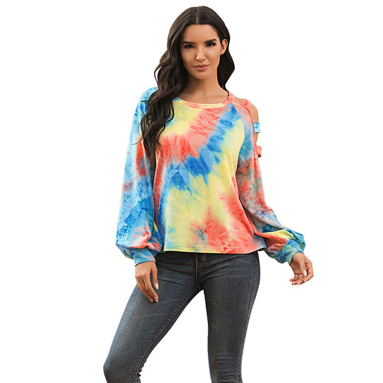 Damen lässiger Kapuzenpullover mit modischem Tie-Dye-Muster R&B